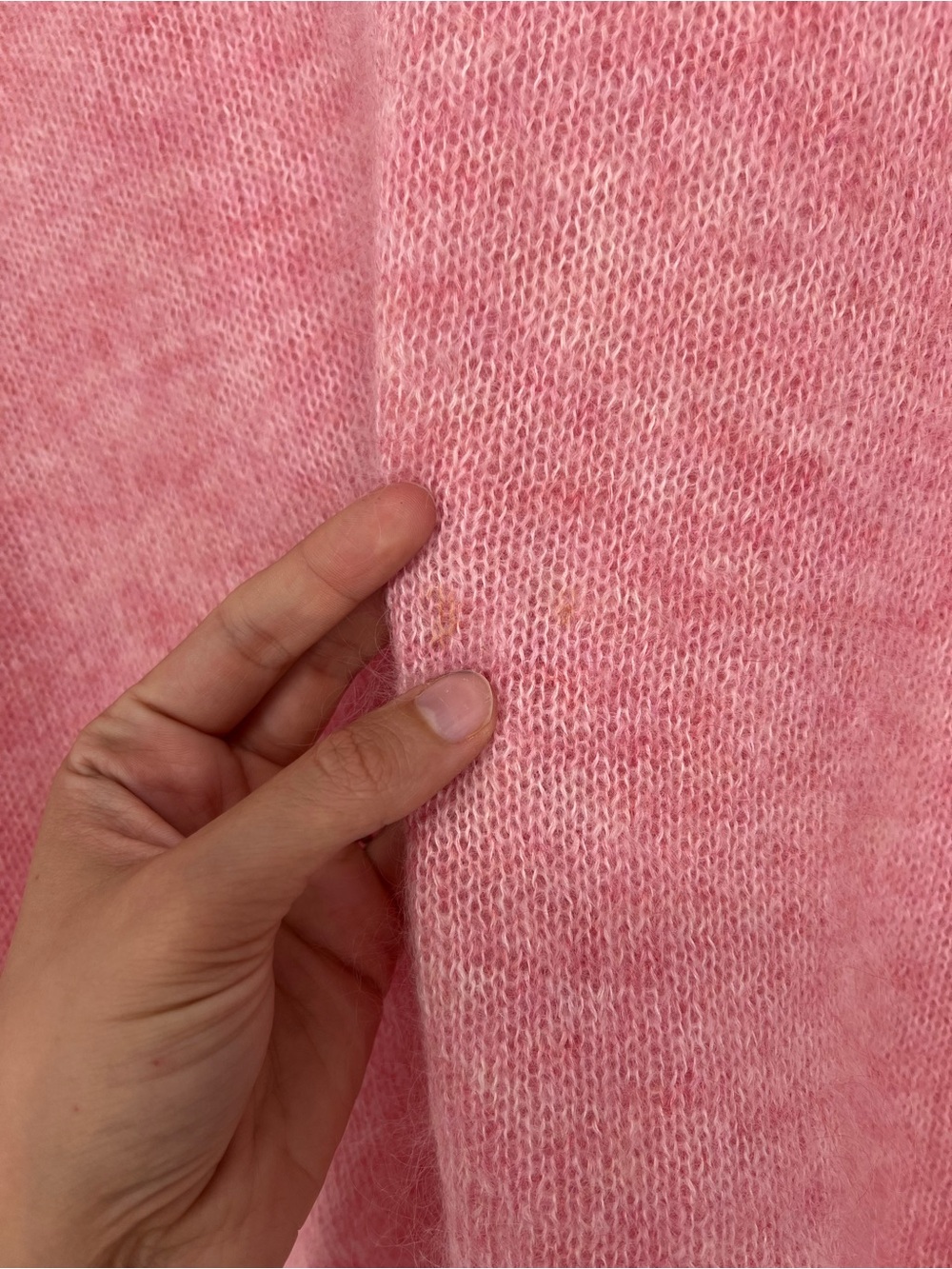 Masscob La Coruna Mohair Polyamide Wool Blend Pink V Neck Pullover Sweater L - Picture 4 of 9